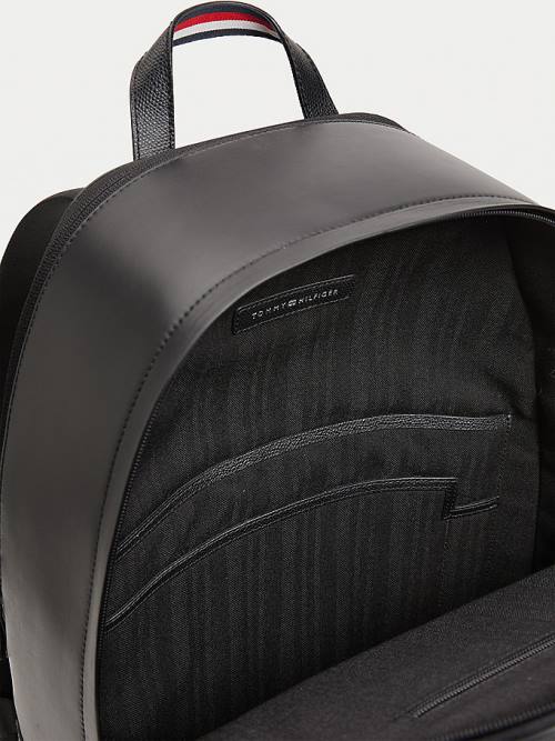 Black Tommy Hilfiger TH Business Leather Backpack Men's Bags | TH567TRQ