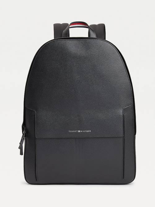 Black Tommy Hilfiger TH Business Leather Backpack Men\'s Bags | TH567TRQ