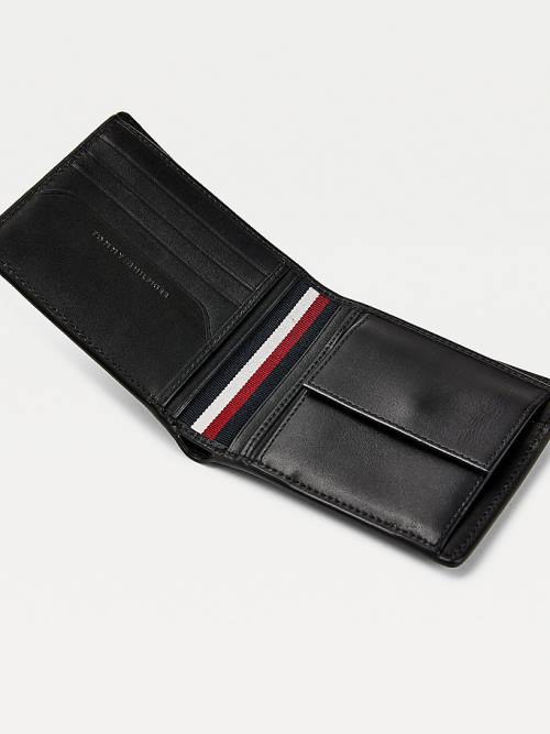 Black Tommy Hilfiger TH Business Leather Men's Wallets | TH604CQH