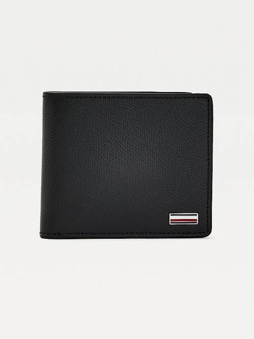 Black Tommy Hilfiger TH Business Leather Men\'s Wallets | TH604CQH