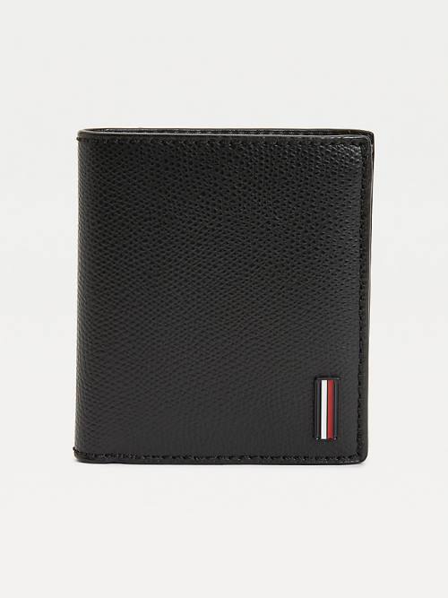 Black Tommy Hilfiger TH Business Leather Trifold Men\'s Wallets | TH734QZH