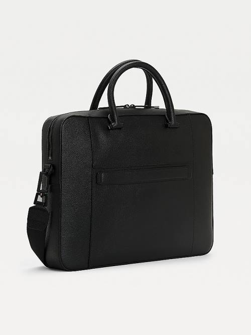 Black Tommy Hilfiger TH Business Slim Leather Computer Men's Bags | TH943PIG