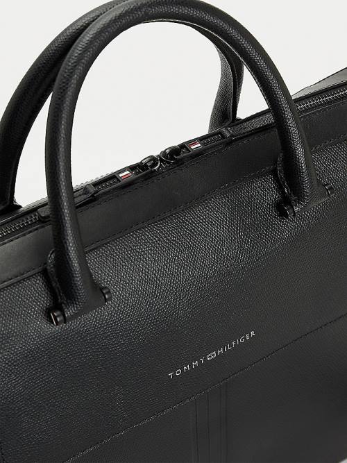 Black Tommy Hilfiger TH Business Slim Leather Computer Men's Bags | TH943PIG