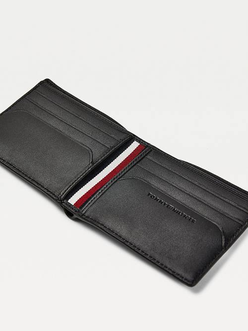 Black Tommy Hilfiger TH Business Small Leather Card Men's Wallets | TH936PWX