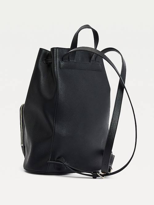 Black Tommy Hilfiger TH Club Horsebit Hardware Drawstring Backpack Women's Bags | TH908TAD