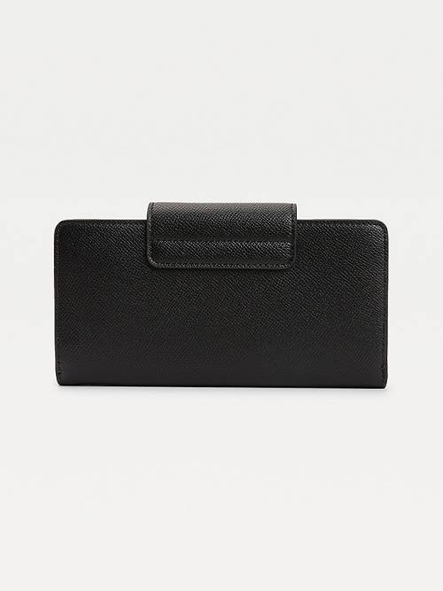 Black Tommy Hilfiger TH Club Large Flap Women's Wallets | TH137BIS