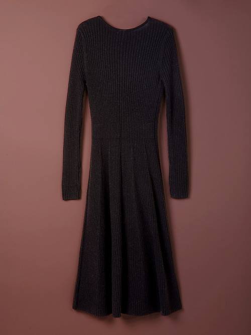 Black Tommy Hilfiger TH Collection Cashmere Crest Slim Women's Dress | TH143XIK