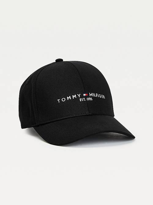 Black Tommy Hilfiger TH Established Organic Cotton Cap Men\'s Hats | TH964HKT