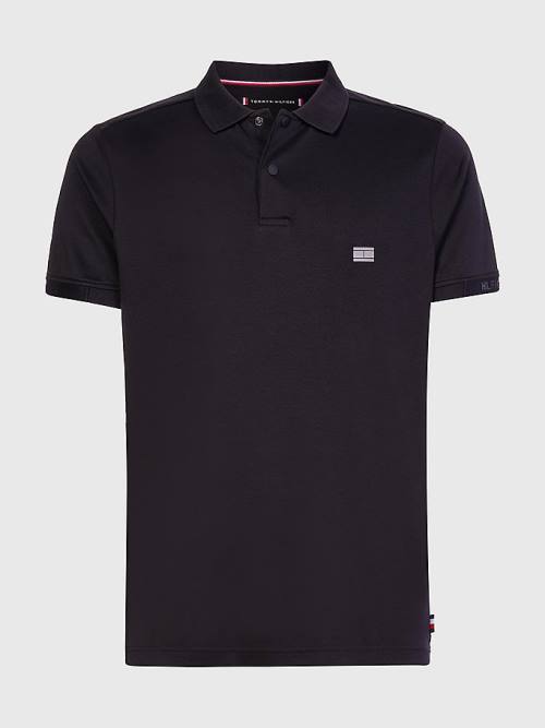 Black Tommy Hilfiger TH Flex Tech Essentials Slim Men's Polo Shirts | TH134HNW