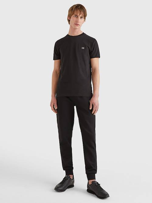 Black Tommy Hilfiger TH Flex Tech Essentials Men's T Shirts | TH723NLI