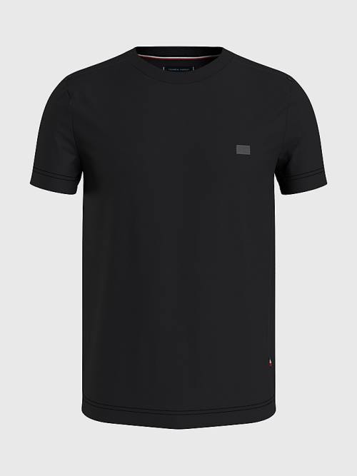 Black Tommy Hilfiger TH Flex Tech Essentials Men's T Shirts | TH723NLI