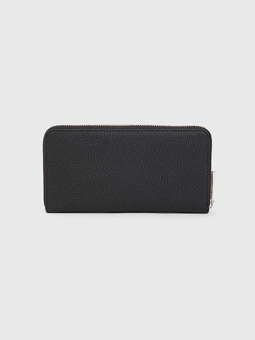 Black Tommy Hilfiger TH Monogram Large Zip-Around Women's Wallets | TH158FCI