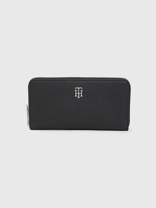 Black Tommy Hilfiger TH Monogram Large Zip-Around Women\'s Wallets | TH158FCI