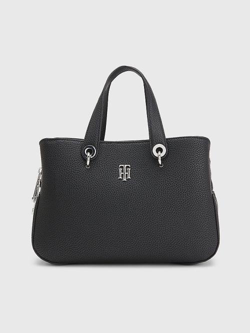 Black Tommy Hilfiger TH Monogram Medium Satchel Women\'s Bags | TH937SVU