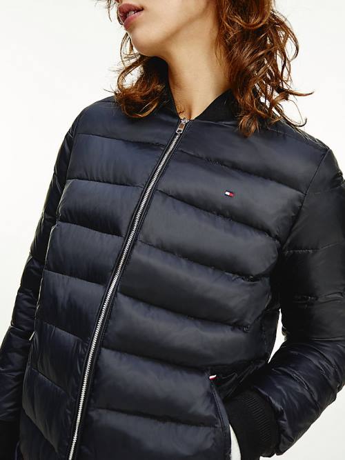 Black Tommy Hilfiger TH Protect Filled Long Bomber Coat Women's Jackets | TH542ZIT