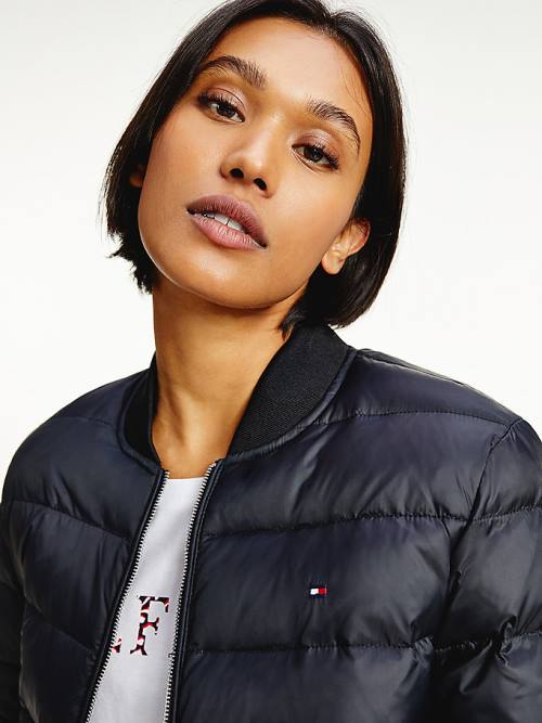 Black Tommy Hilfiger TH Protect Lightweight Filled Bomber Women's Jackets | TH309KQN