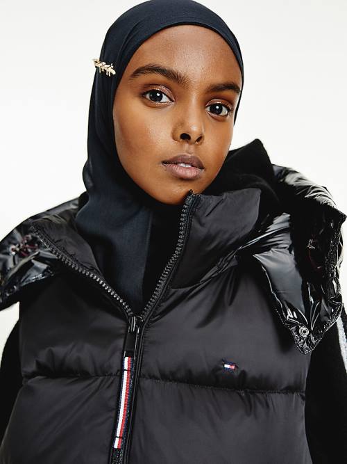 Black Tommy Hilfiger TH Protect Relaxed Down Puffer Vest Women's Coats | TH708FIJ