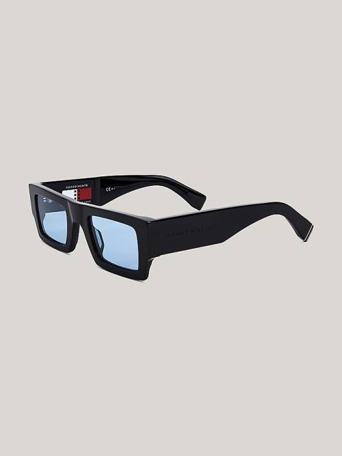 Black Tommy Hilfiger TOMMYXROMEO Rectangular Men's Sunglasses | TH082USF