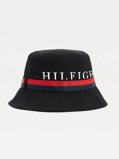 Black Tommy Hilfiger Tape Bucket Men\'s Hats | TH927CAH