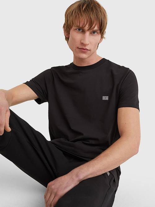 Black Tommy Hilfiger Tech Essential Organic Jersey Men's T Shirts | TH649FJE