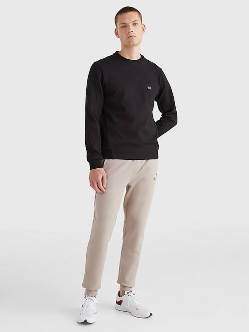 Black Tommy Hilfiger Tech Essentials Crew Neck Men's Sweatshirts | TH315GAQ