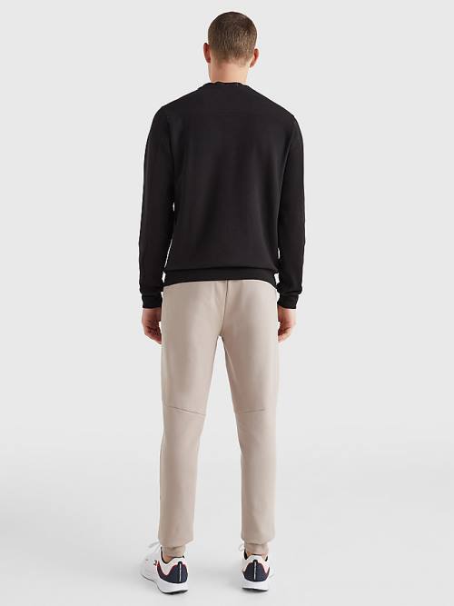 Black Tommy Hilfiger Tech Essentials Crew Neck Men's Sweatshirts | TH315GAQ