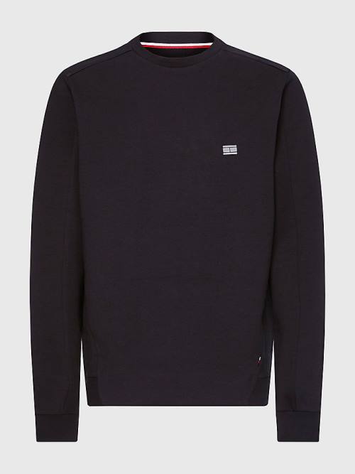 Black Tommy Hilfiger Tech Essentials Crew Neck Men's Sweatshirts | TH315GAQ