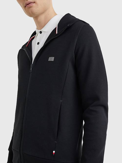 Black Tommy Hilfiger Tech Essentials Hooded Zip-Thru Men's Hoodie | TH408NHD