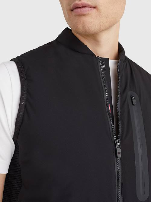 Black Tommy Hilfiger Tech Essentials TH Warm Padded Vest Men's Coats | TH674NOC