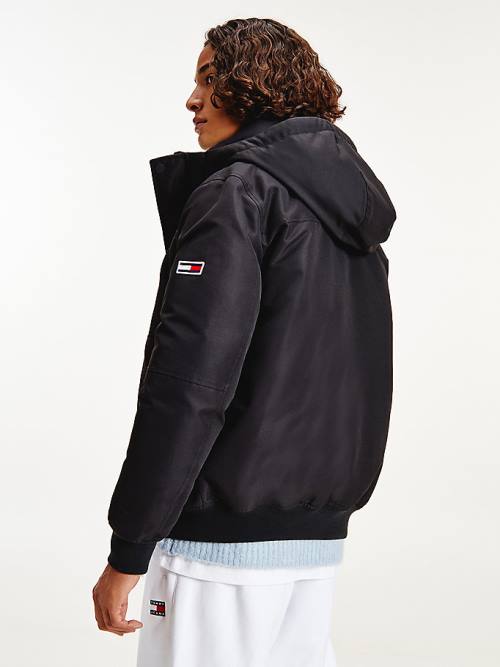 Black Tommy Hilfiger Tech Hooded Bomber Men's Jackets | TH216WJY