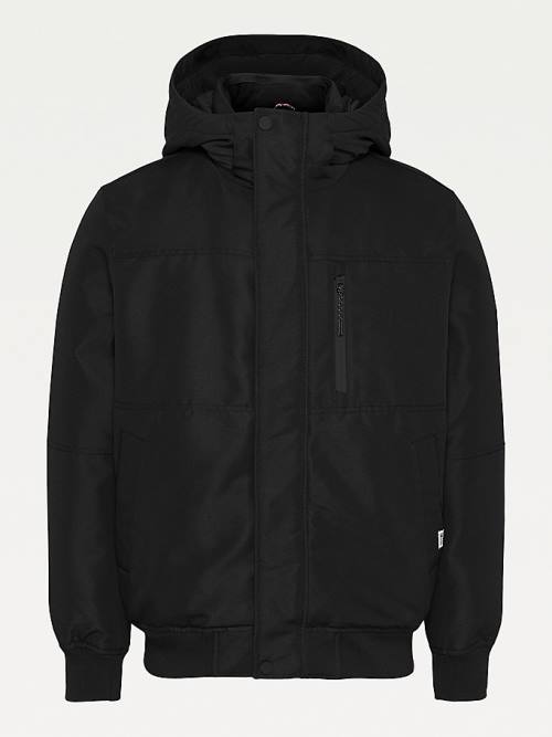 Black Tommy Hilfiger Tech Hooded Bomber Men's Jackets | TH216WJY