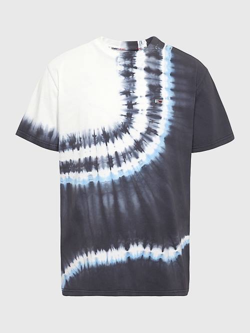 Black Tommy Hilfiger Tie Dye Organic Cotton Men's T Shirts | TH069DUV