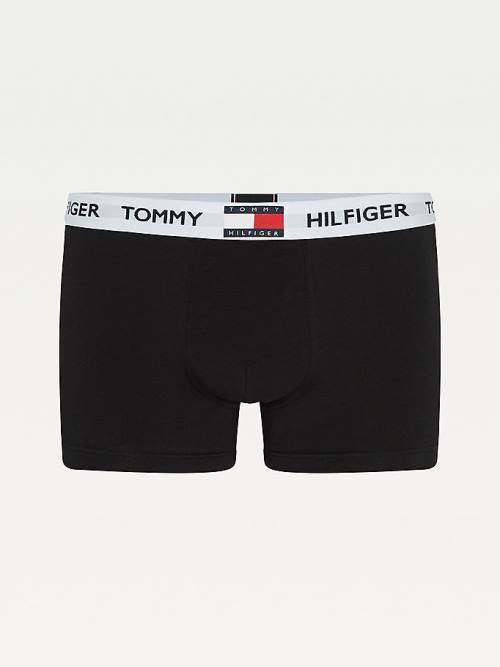 Black Tommy Hilfiger Tommy 85 Stretch Cotton Logo Trunks Men's Underwear | TH281MLU