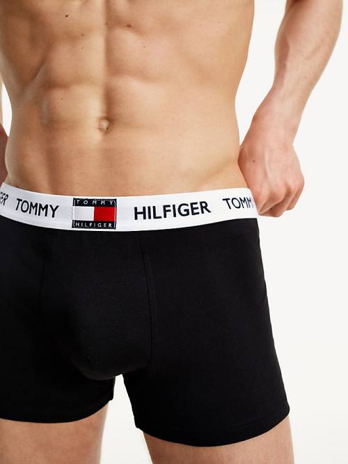 Black Tommy Hilfiger Tommy 85 Stretch Cotton Logo Trunks Men\'s Underwear | TH281MLU