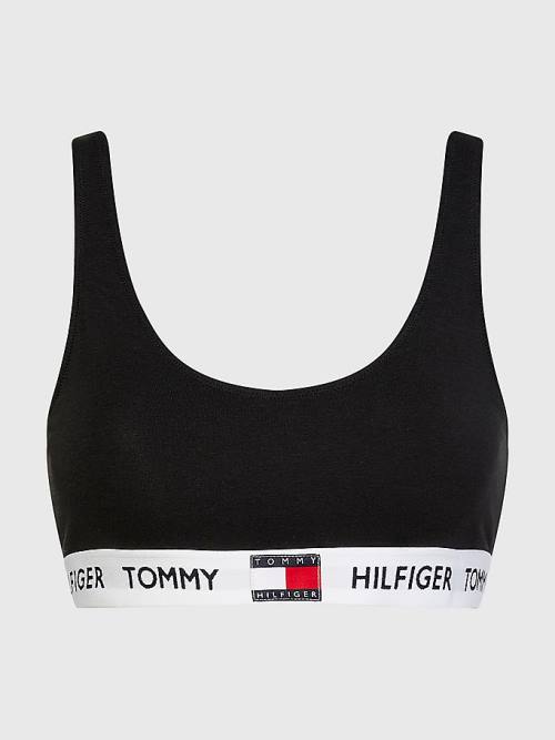 Black Tommy Hilfiger Tommy 85 Stretch Cotton Logo Bralette Women's Underwear | TH741NRZ