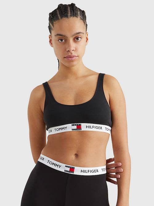 Black Tommy Hilfiger Tommy 85 Stretch Cotton Logo Bralette Women\'s Underwear | TH741NRZ