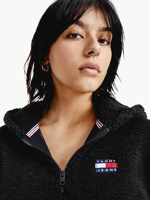 Black Tommy Hilfiger Tommy Badge Half-Zip Fleece Women's Dress | TH732ODJ