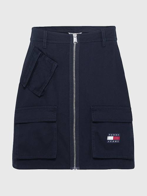 Black Tommy Hilfiger Tommy Badge Multi-Pocket Mini Women's Skirts | TH745QFV