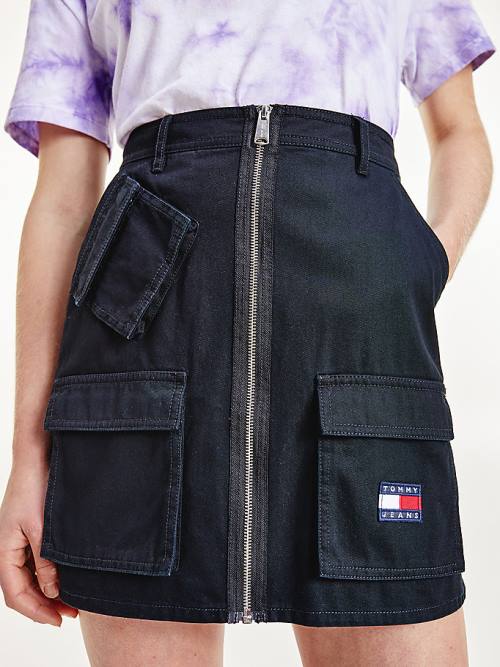 Black Tommy Hilfiger Tommy Badge Multi-Pocket Mini Women\'s Skirts | TH745QFV