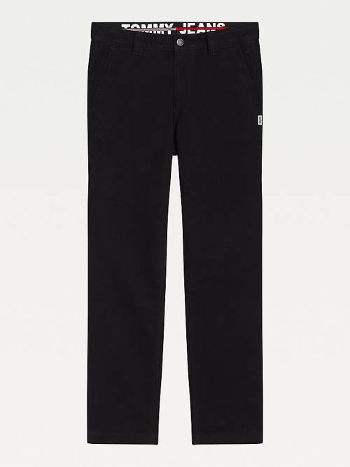 Black Tommy Hilfiger Tommy Badge Organic Cotton Relaxed Chinos Men's Pants | TH361IKM