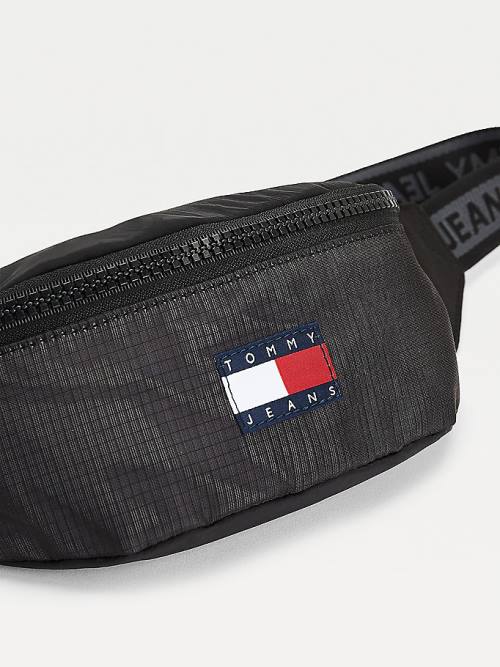 Black Tommy Hilfiger Tommy Badge Recycled Nylon Bumbag Men's Bags | TH320FCL