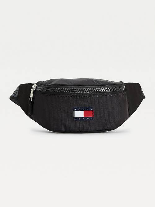 Black Tommy Hilfiger Tommy Badge Recycled Nylon Bumbag Men\'s Bags | TH320FCL