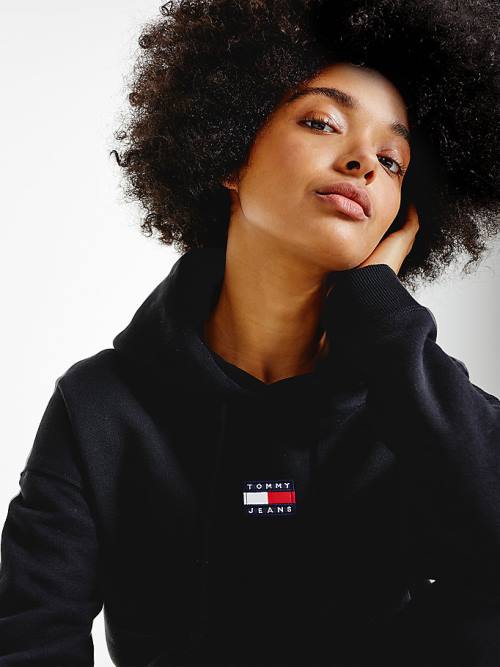 Black Tommy Hilfiger Tommy Badge Women's Hoodie | TH409LTB