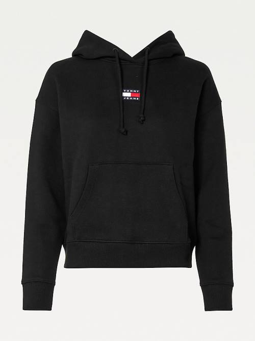 Black Tommy Hilfiger Tommy Badge Women's Hoodie | TH409LTB