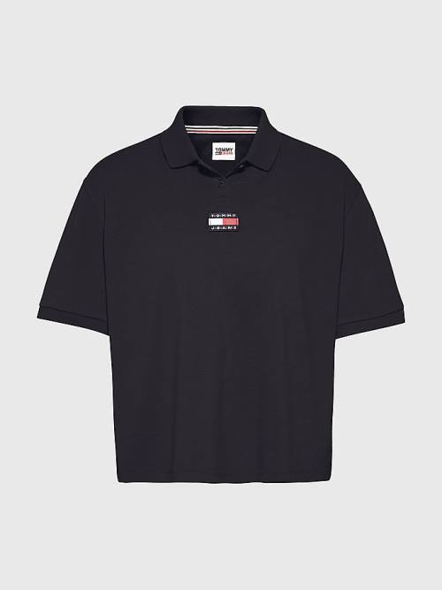 Black Tommy Hilfiger Tommy Badge Women's Polo Shirts | TH632MKP