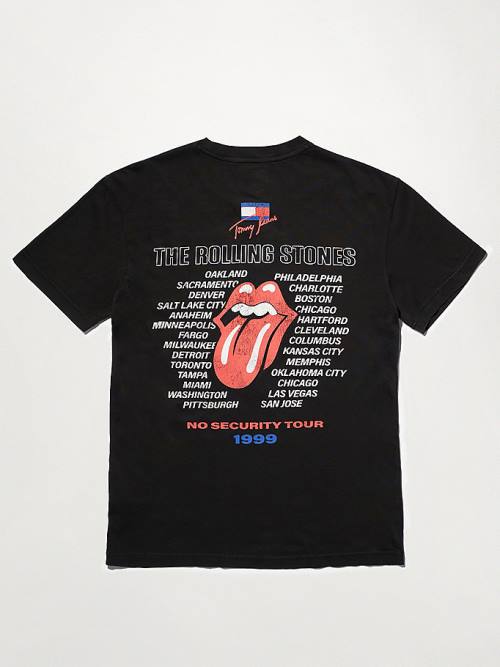 Black Tommy Hilfiger Tommy Revisited Rolling Stones Men's T Shirts | TH261EVR