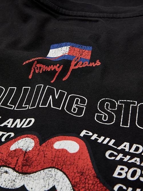 Black Tommy Hilfiger Tommy Revisited Rolling Stones Men's T Shirts | TH261EVR