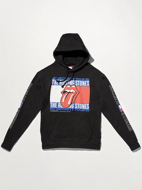 Black Tommy Hilfiger Tommy Revisited Rolling Stones Men\'s Hoodie | TH274WCR