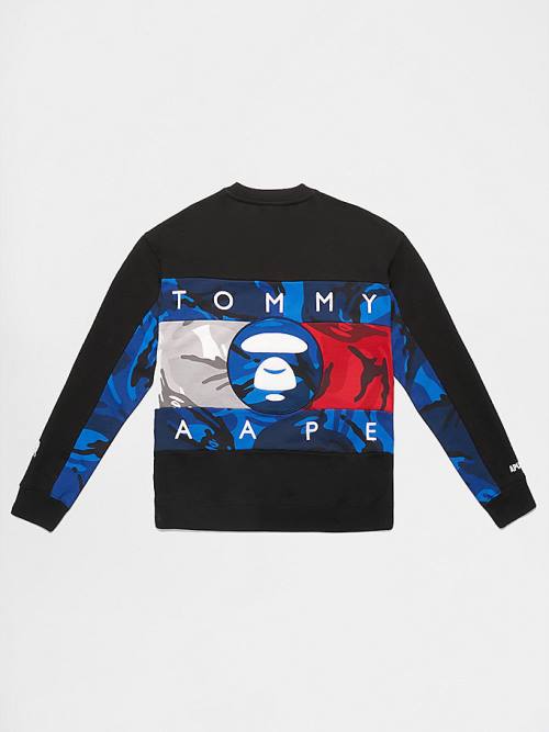 Black Tommy Hilfiger Tommy X AAPE Fleece Men's Sweatshirts | TH642XOK