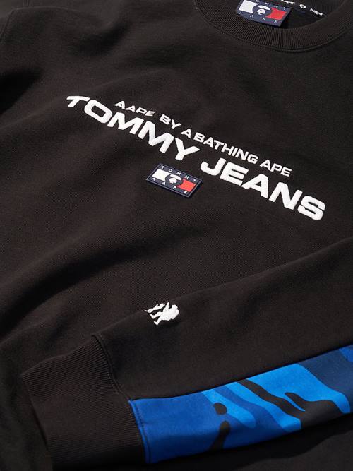 Black Tommy Hilfiger Tommy X AAPE Fleece Men's Sweatshirts | TH642XOK